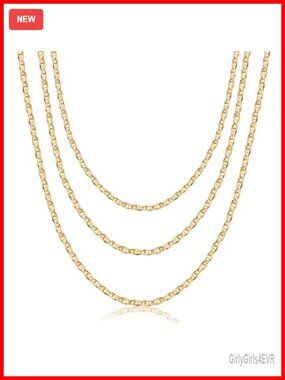 18K Gold Plated Mariner Layered Necklace 16-20 inches